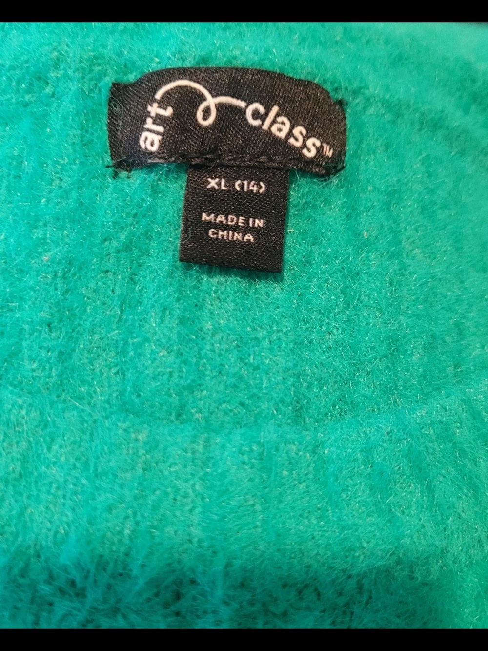 art class Teal Crewneck Fuzzy Sweater